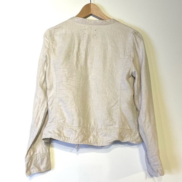 Lou and Grey 100% linen Jacket Open Face waterfall sweater Natural tan Flax S - Picture 3 of 12